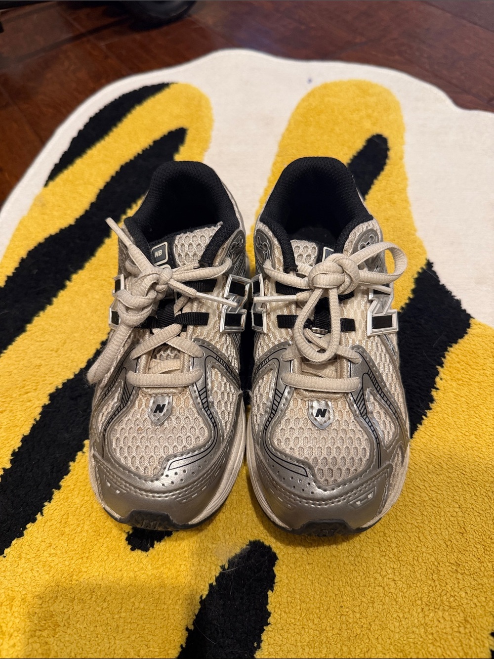 New Balance Kids Silver and Black Athletic Sneakers